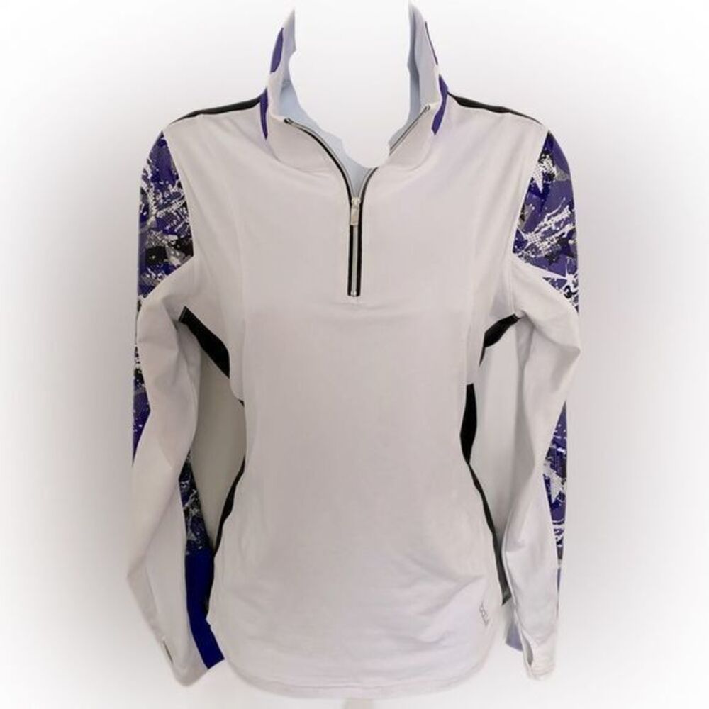 Bolle Quarter Zip Top -M white /blue print , polyester spandex